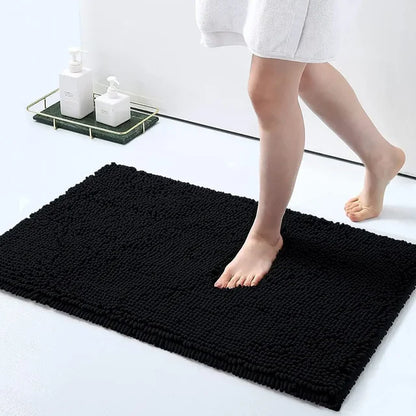 Chenille Bath Rugs Extra Soft Absorbent Shaggy Bathroom Mat Rug Machine Washable Non-Slip Plush Carpet for Tub Shower Bath Room