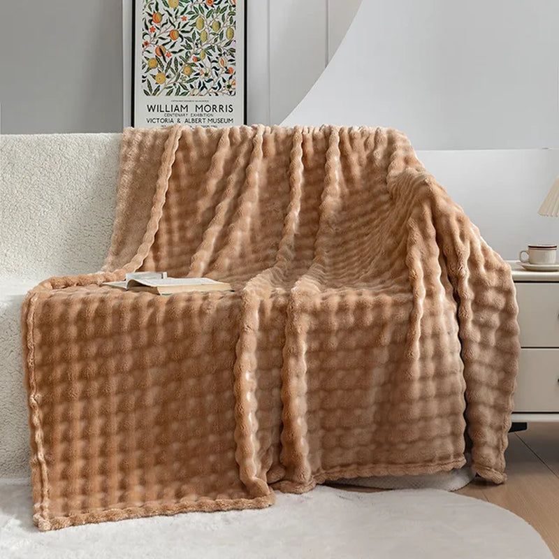 Summer High Weight Bubble Rabbit Flannel Blanket Air Conditioning Sofa Blanket Gift Casual Coral Velvet Small Blanket