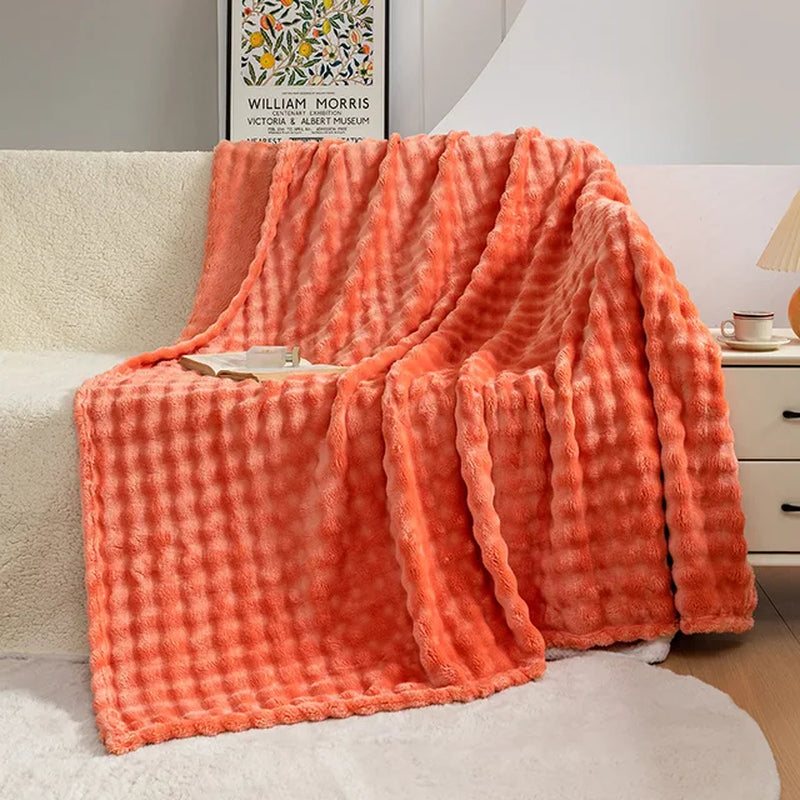 Summer High Weight Bubble Rabbit Flannel Blanket Air Conditioning Sofa Blanket Gift Casual Coral Velvet Small Blanket