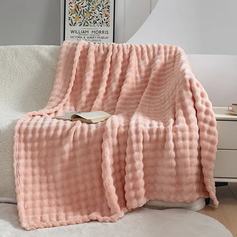 Summer High Weight Bubble Rabbit Flannel Blanket Air Conditioning Sofa Blanket Gift Casual Coral Velvet Small Blanket