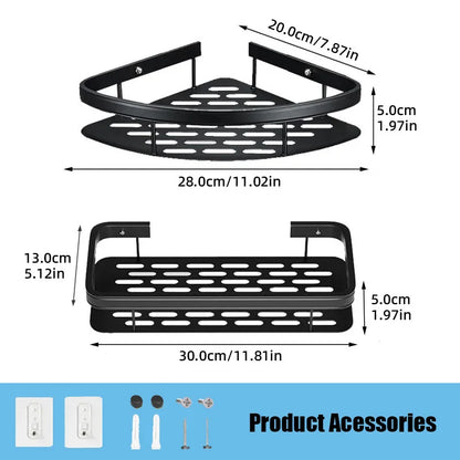 Bathroom Shelf Makeup Storage Organizer Aluminum Alloy Shampoo Rack Shower Shelf Bathroom Accessories No Drill Wall Shelf