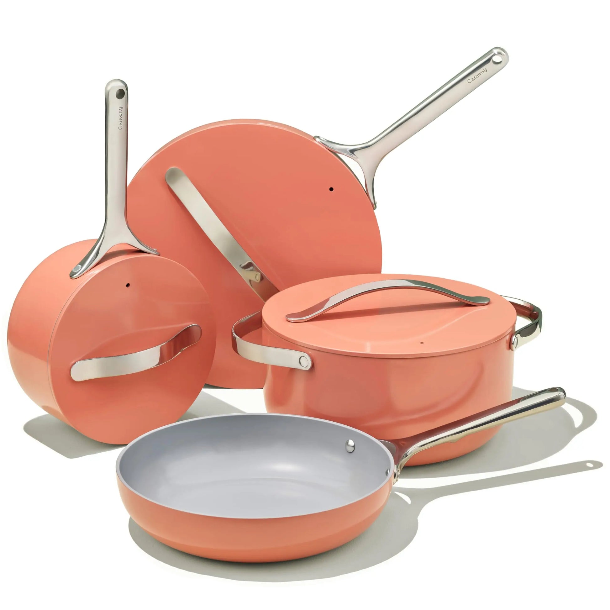 Carawayhome Nonstick Ceramic Cookware Set Pots Pans Lids and Kitchen Storage Non Toxic PTFE & PFOA Free Oven Safe