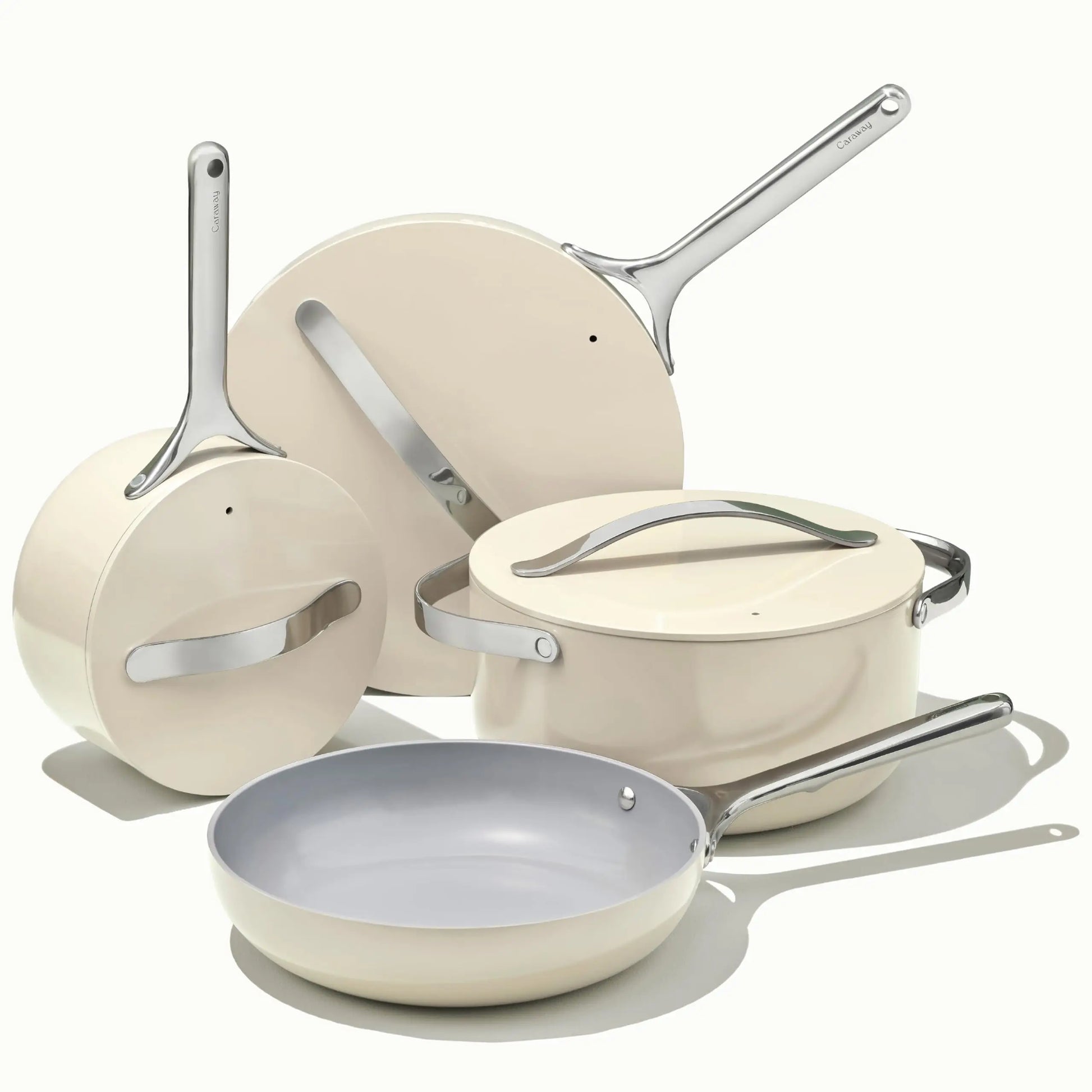 Carawayhome Nonstick Ceramic Cookware Set Pots Pans Lids and Kitchen Storage Non Toxic PTFE & PFOA Free Oven Safe