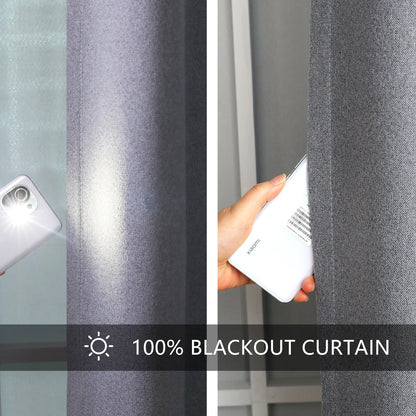 100% Blackout Curtain Faux Linen Curtains