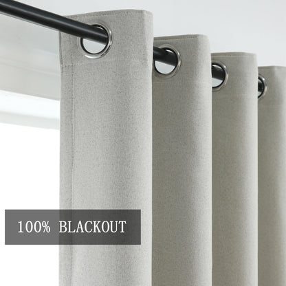 100% Blackout Curtain Faux Linen Curtains