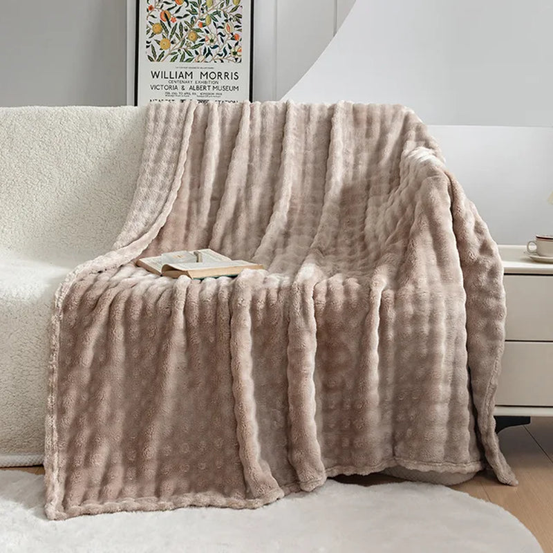 Summer High Weight Bubble Rabbit Flannel Blanket Air Conditioning Sofa Blanket Gift Casual Coral Velvet Small Blanket