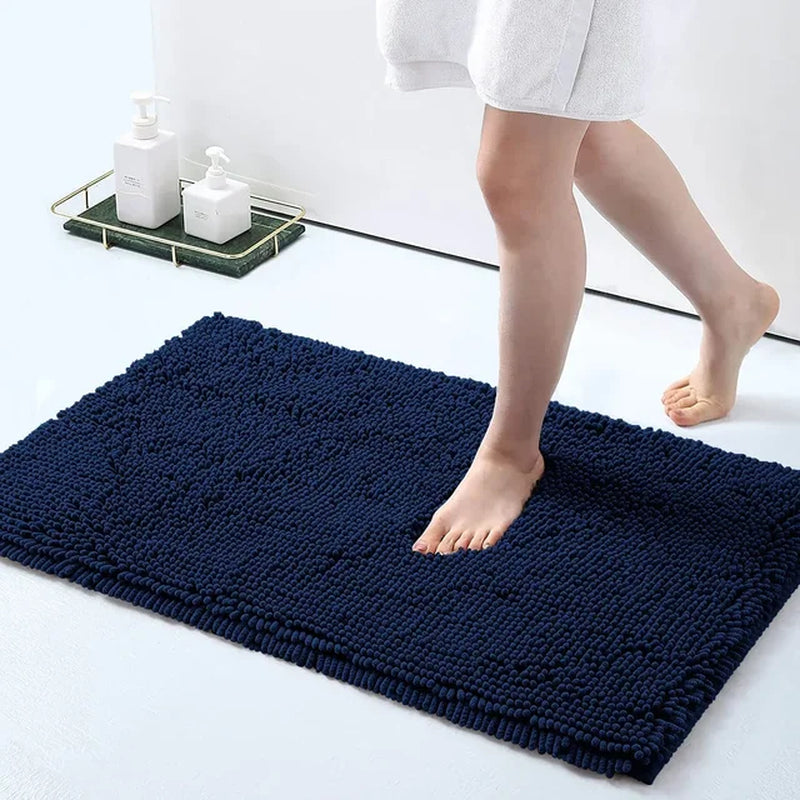 Chenille Bath Rugs Extra Soft Absorbent Shaggy Bathroom Mat Rug Machine Washable Non-Slip Plush Carpet for Tub Shower Bath Room