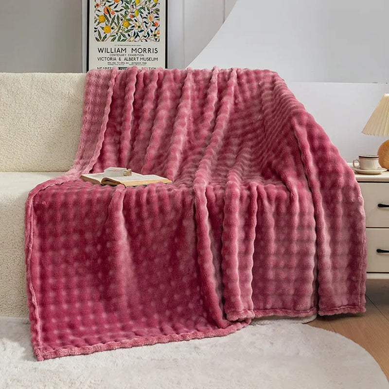 Summer High Weight Bubble Rabbit Flannel Blanket Air Conditioning Sofa Blanket Gift Casual Coral Velvet Small Blanket